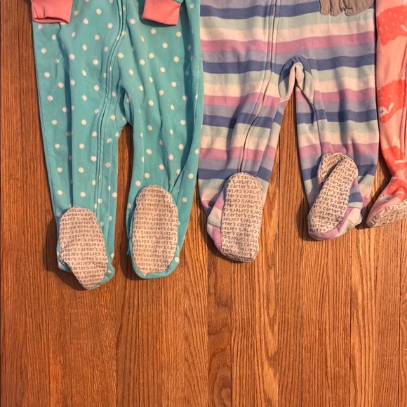 Carter's Cozy Blue and Pink and Purple Footies Pajamas - Picture 4 of 9